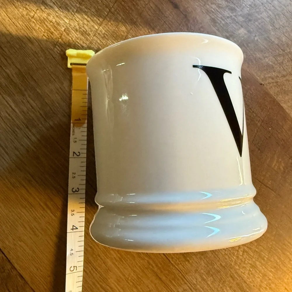 Williams Sonoma White Mug with Black Monogram V